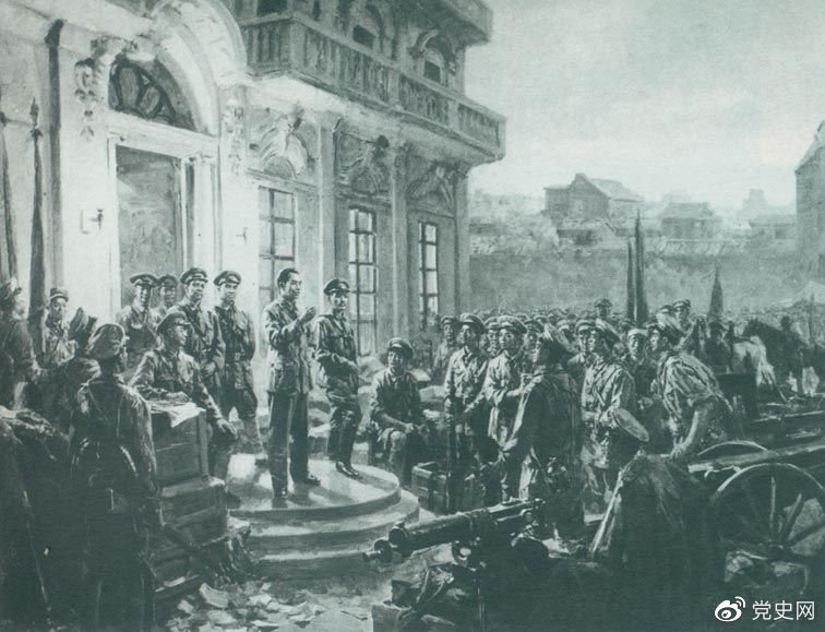 1927年8月1日、南昌蜂起が勃発し、中国共産党が独立して革命戦争を指導し、人民軍と武装を創設して政権を奪取する始まりを示し、中国革命の新紀元を開いた。これは『八一揆』の油絵です。