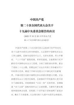 中國共產黨第二十次全國代表大會關於十九屆中央委員會報告的決議